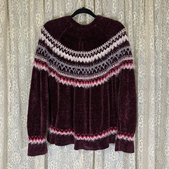 Wrangler Womens LARGE Sweater Purple Abstract Print Super Soft - Picture 6 of 6